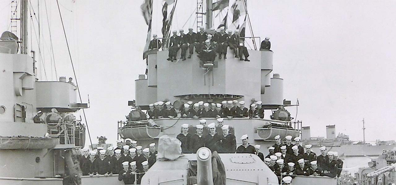 Enlarged Photo of 1950 USS Spangler Crew - Top Half